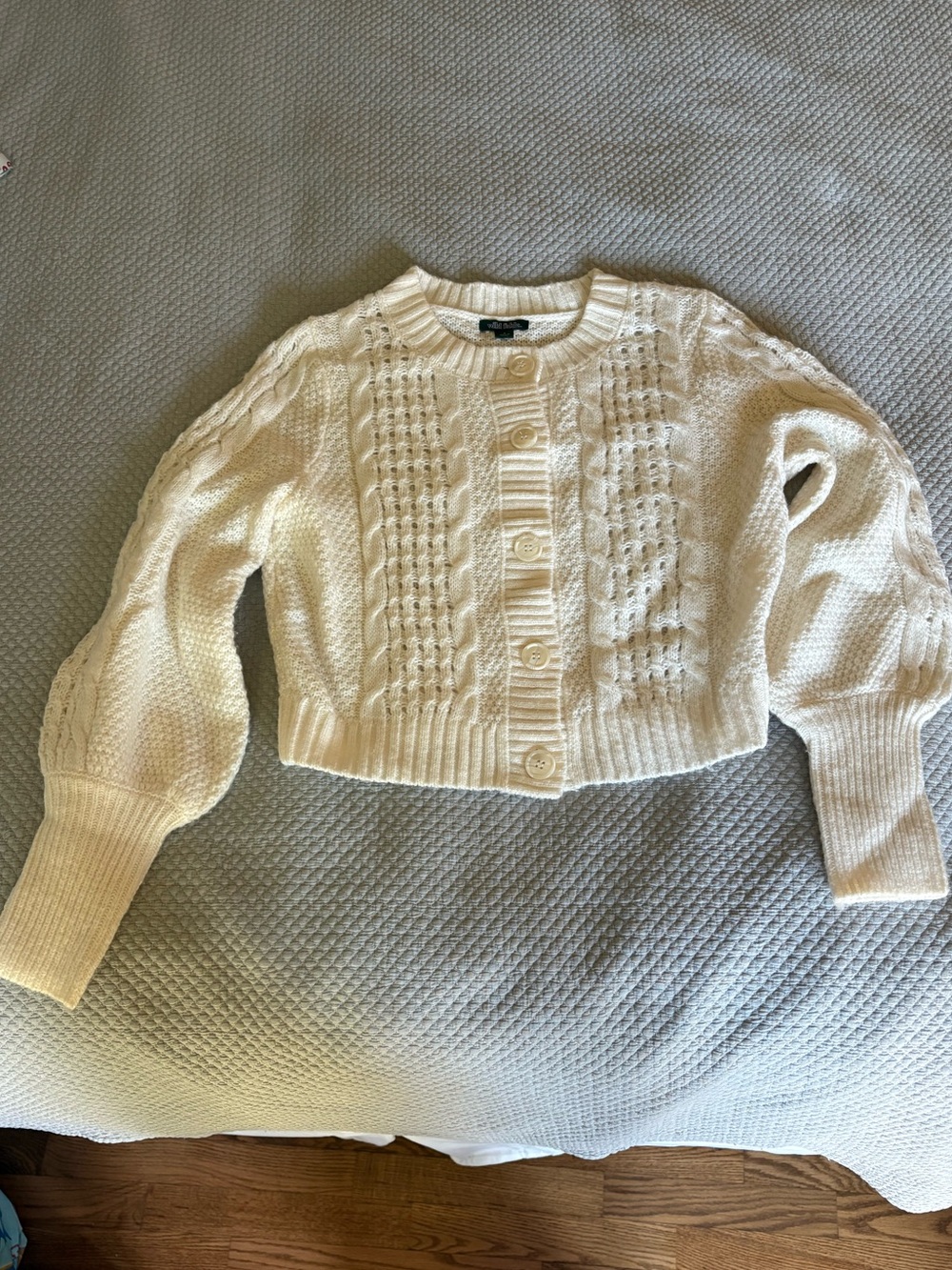 wild fable Cream Cable Knit Cropped Cardigan